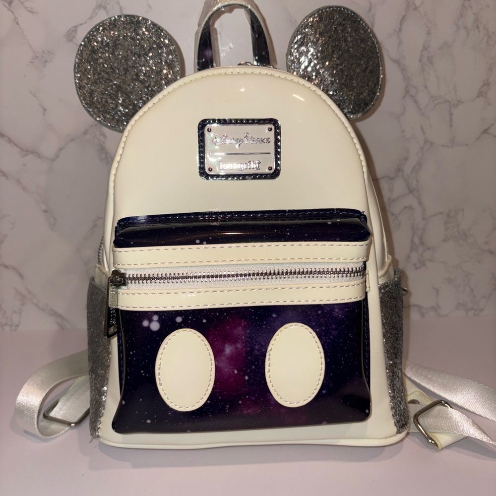 Loungefly Cream and Silver Galaxy Mini Backpack